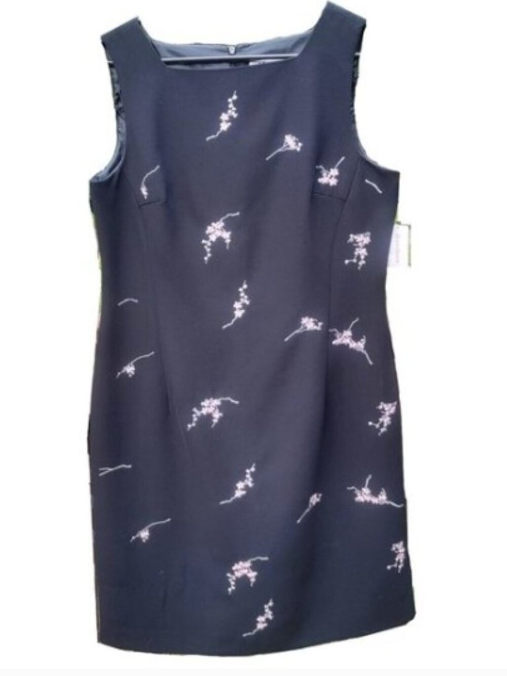 Fully Lined Black Dress Pink/White Embriodered (Sz 14)